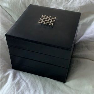 Stackable black leather jewelry box!